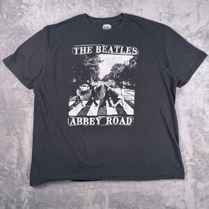 The Beatles Abbey Road Graphic T-Shirt Men's 2XL Black Short Sleeve Apple Band